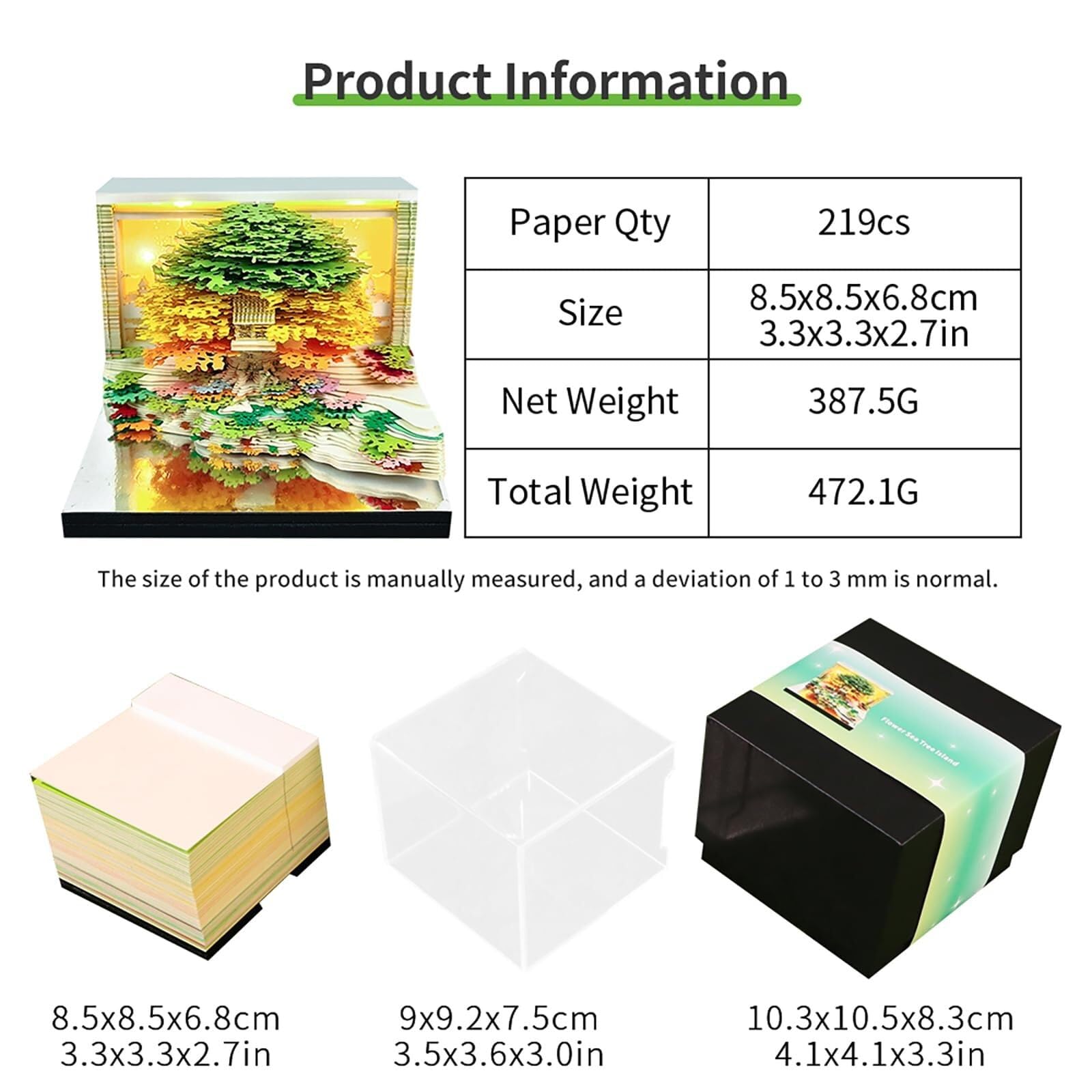 Motivierende Tischkalender Kalender 2026, Schreibtisch-Notizblock mit 3D-Katzenmotiv aus Papier, Geschenkidee AT-A-GLANCE 2026 Wandkalender(Tree House-A,With Light)