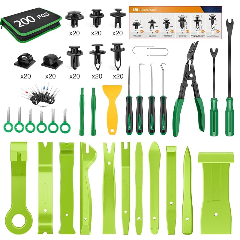 Kit de Ferramentas para Remoção de Acabamentos GOOACC com Grampos de Fixação – 200 peças