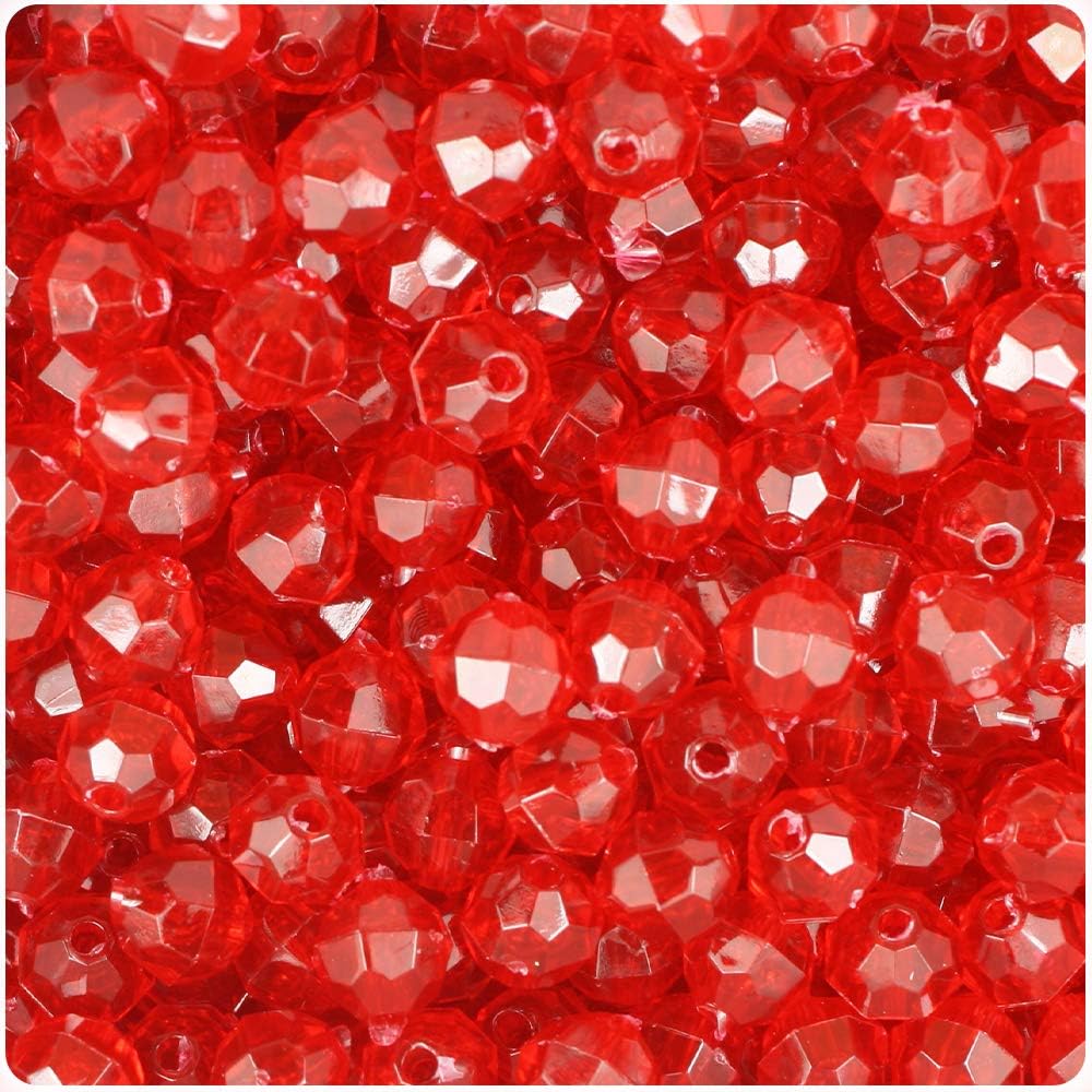 Ruby Transparent 8mm Faceted Round Craft Beads (450pcs)
