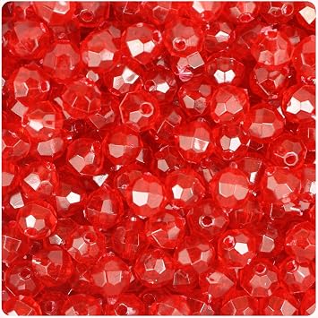 BeadTin Ruby Transparent 8mm Faceted Round Craft Beads 450pcs