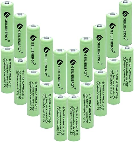BAOBIAN Pilas recargables AA NiMH de 600 mAh de 1.2 V para luz solar, lámpara solar, luces de jardín verdes (20 unidades)