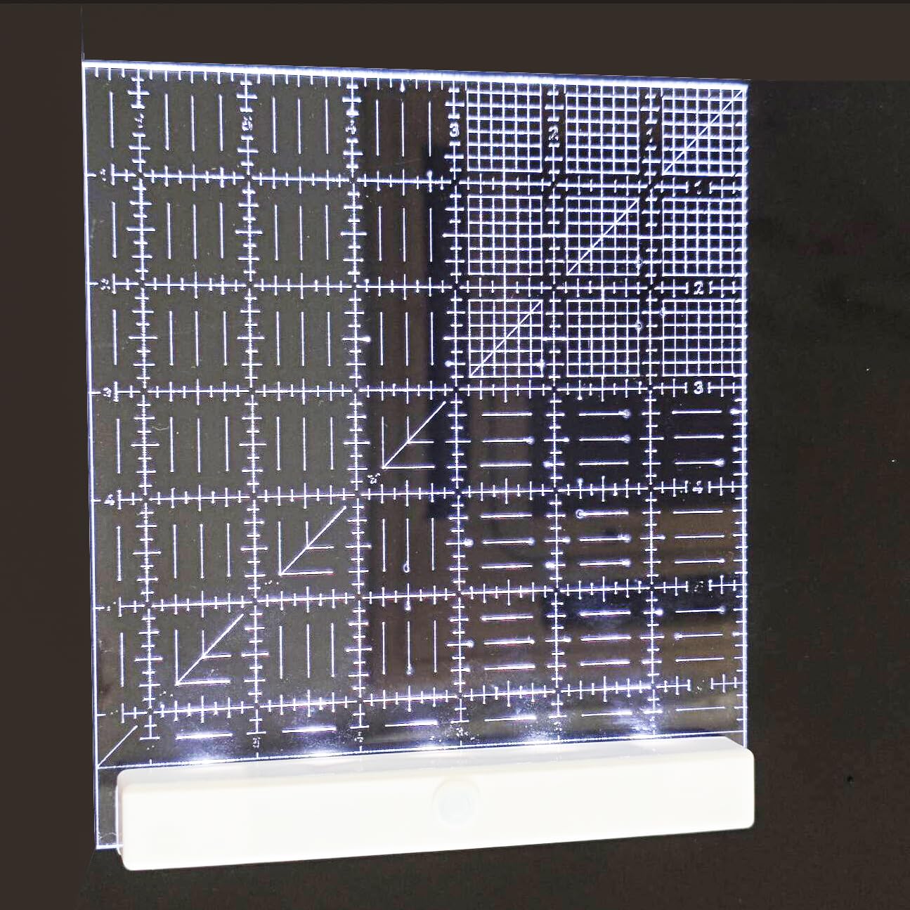 YICBOR 6.5 Inch Fabric Square Glow Sewing Ruler with LED Light, Illuminated Clear Acrylic Sewing Ruler for Crafting