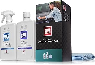 Autoglym Bodywork Wash and Protect - 4-Piece Car Cleaning Kit For Car Exteriors, Car Care Gift Set Includes Foaming Car Wash-500 ml, Rapid Aqua Wax-500 ml, (2) Car Cleaning Microfibre Towels