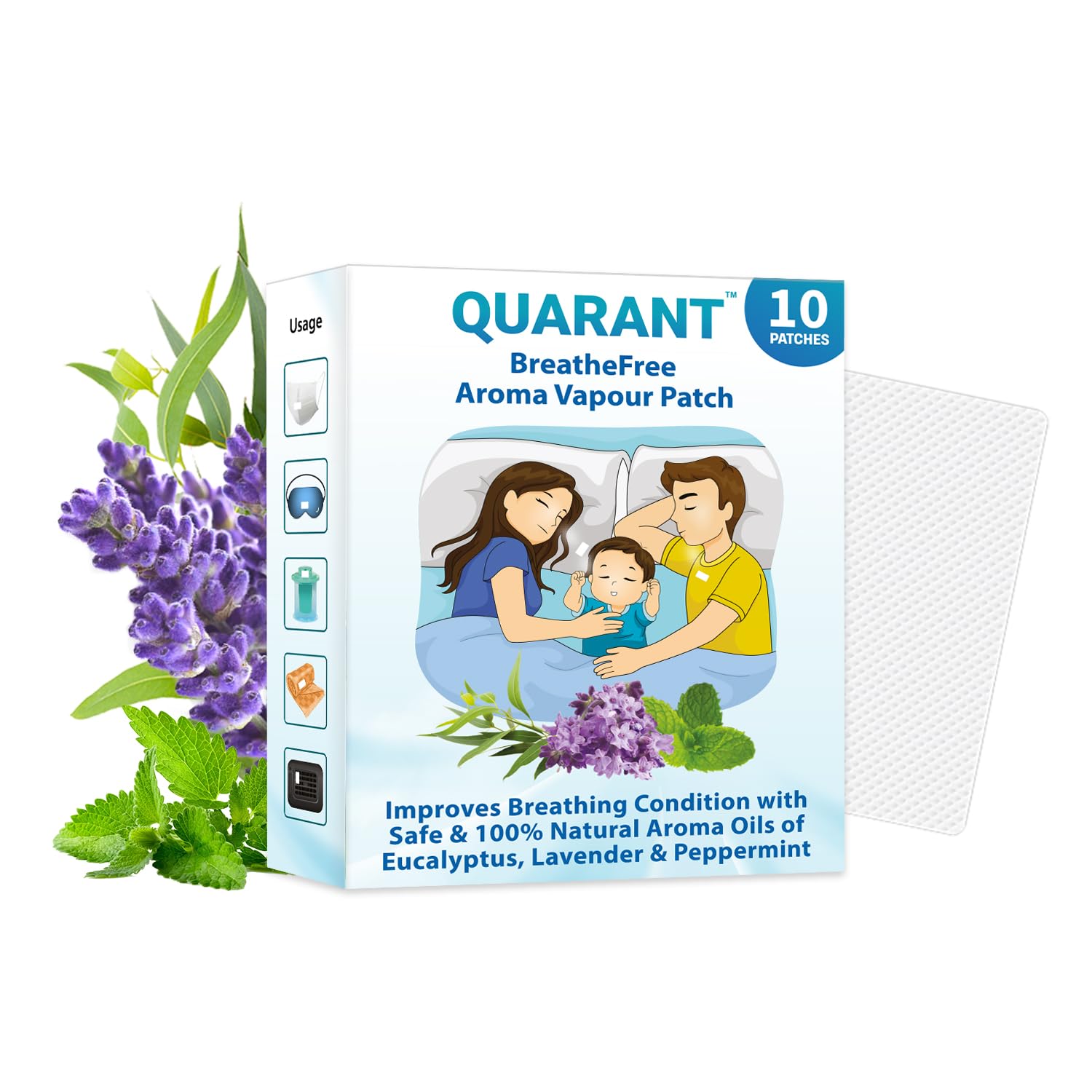 QUARANT Breathefree 100% Natural Vapour Patch for Kids & Adults, Infused with Essential Oils to Improve Breathing Conditions & Induce Restful Sleep, Aroma Therapy, Made in Korea (Pack of 10 Patches)-image-5