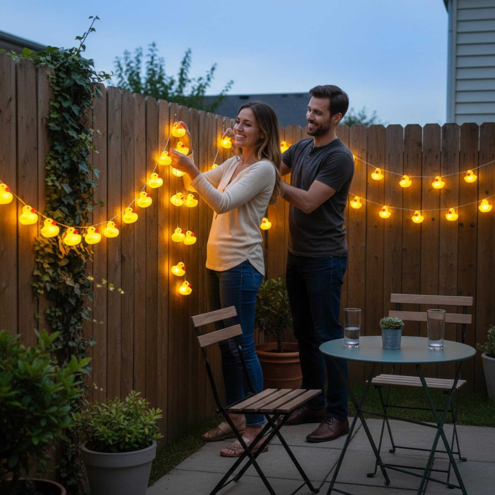 Deekin 60/100 luci LED a forma di anatra in gomma per albero di Natale, a batteria, decorative, per Natale, vacanze, pareti, finestre, cortile, giardino, feste (giallo, 3 pezzi)