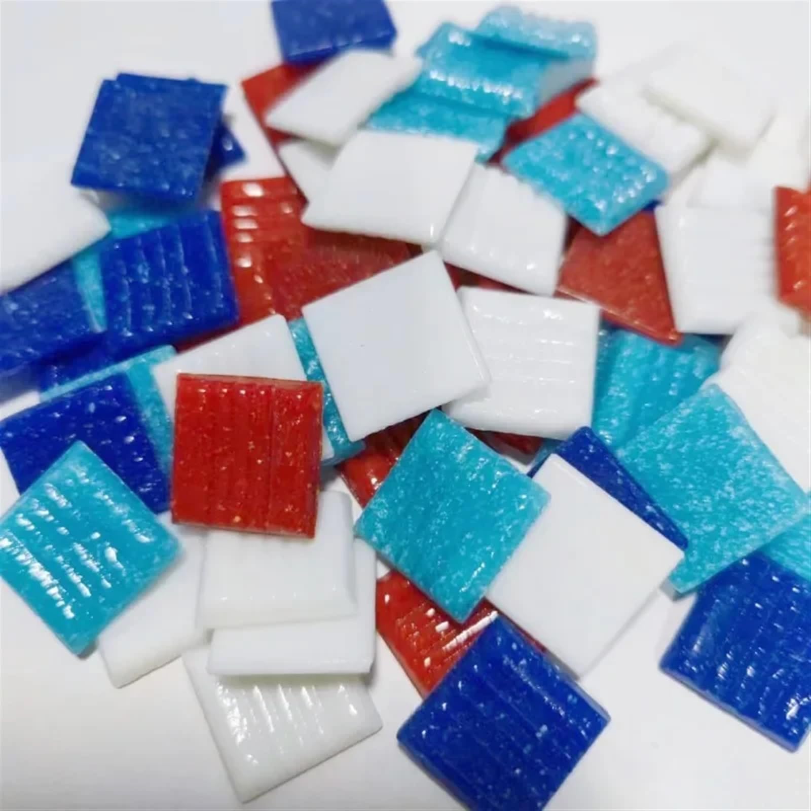 Mosaic Tiles 85g/3oz Approx.30pcs Mosaic Quartz Tiles 2cm/0.78in Square Tile 0.4cm/0.15in Thickness DIY Material Mixed Color