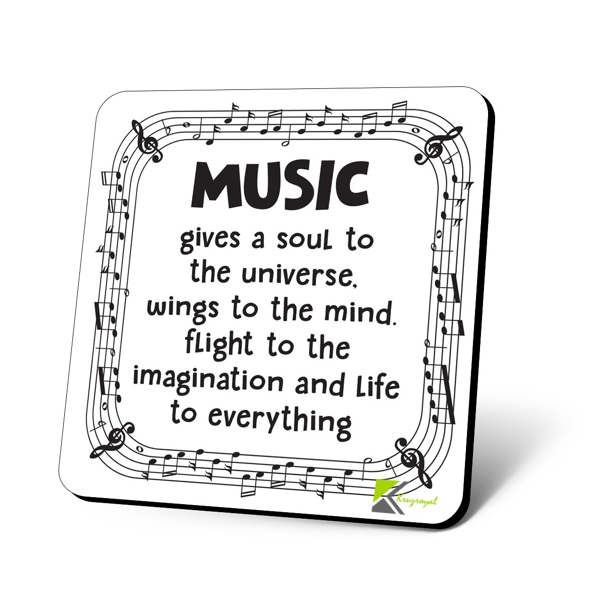 CS968 Music Gives a Soul to The Universe. Wings to The Mind. Flight to The Imagination and Life to Everything. Novelty Funny Coffee Tea Drink Gift Glossy MDF Wooden Coaster