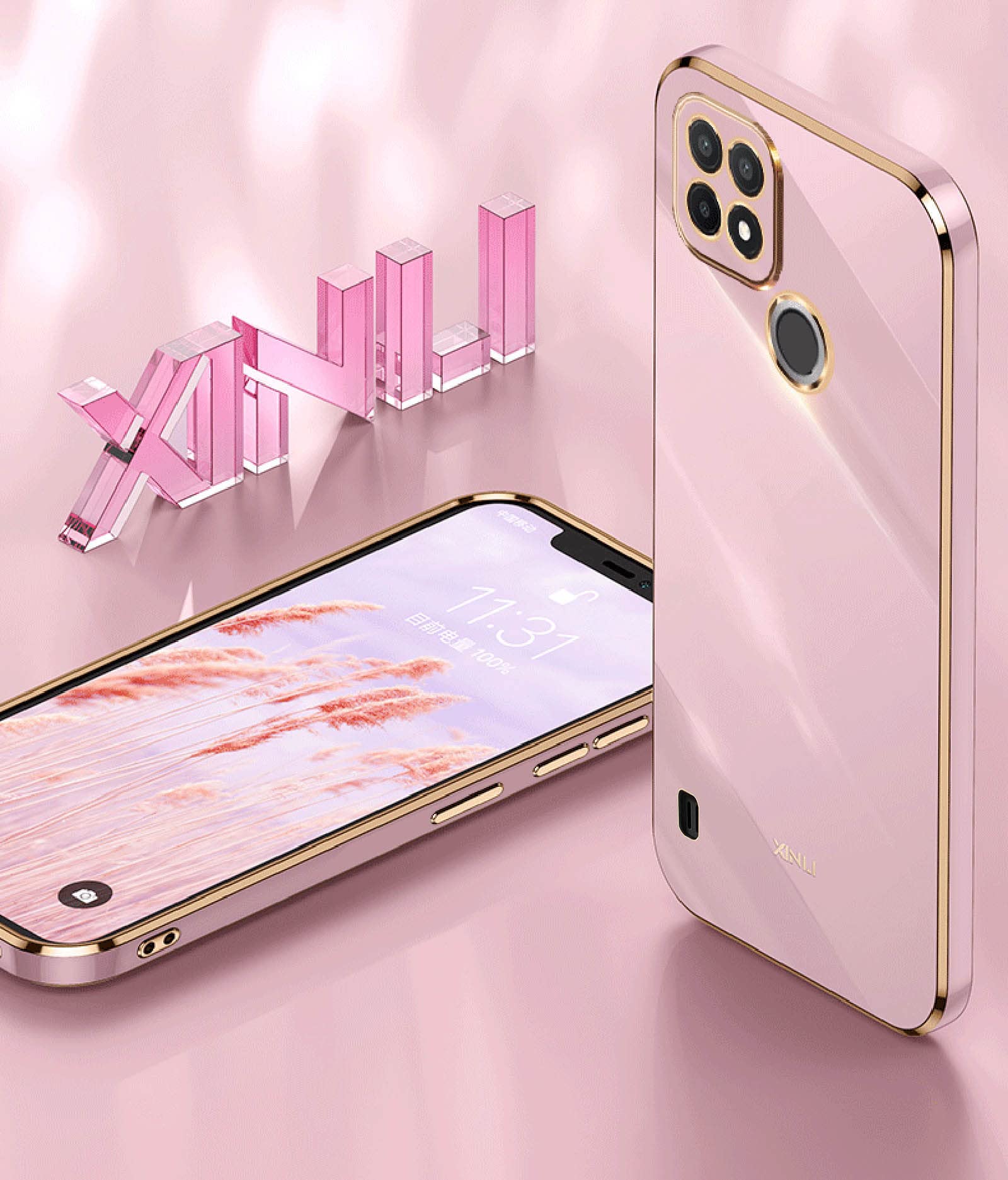 WEIOU Cover per Realme C21Y (C21-Y) / Realme C25Y, Slim Laureato Custodia Posteriore in Vetro Temperato 9H, Bordo in TPU Bumper in Silicone Protettiva Case - 1