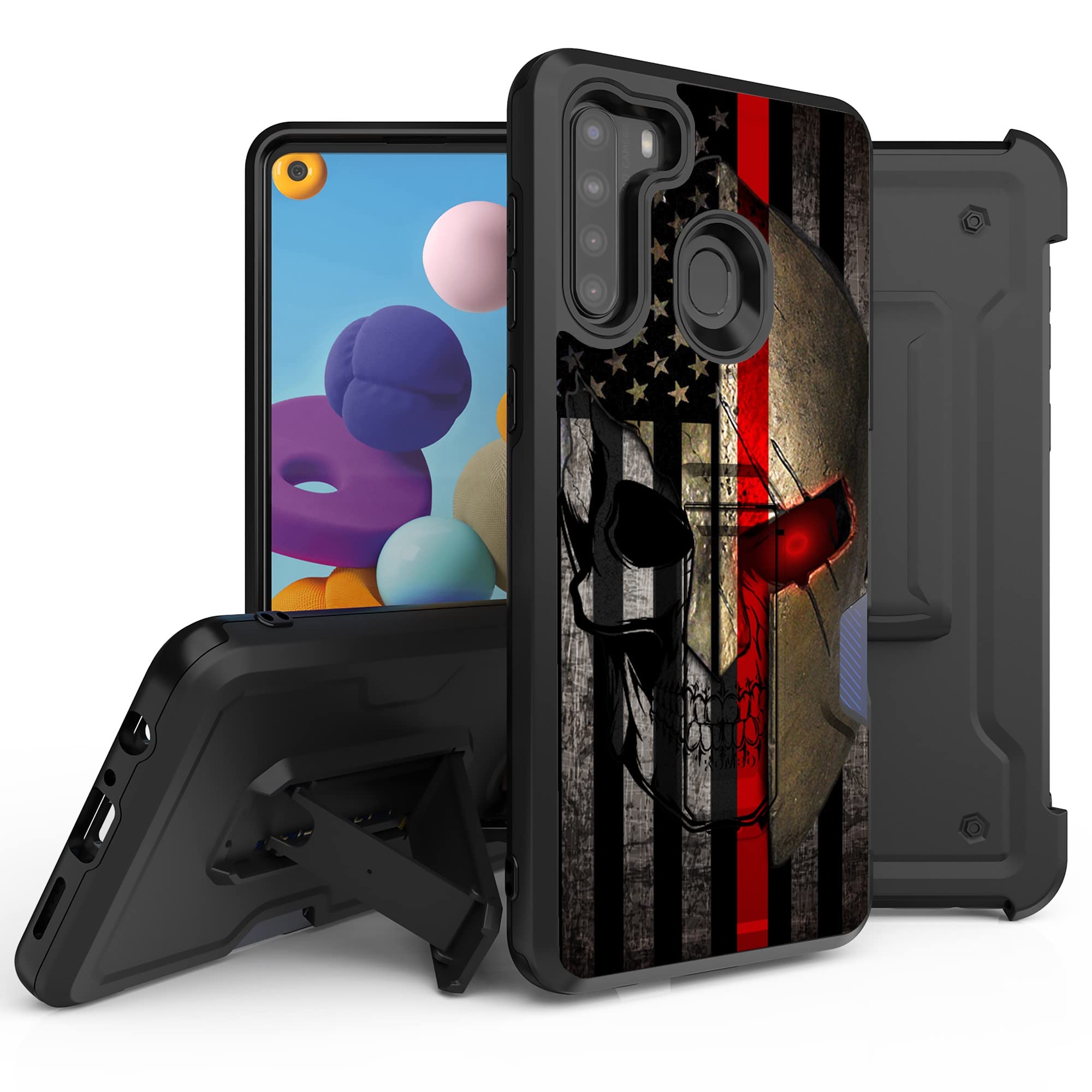 BEYOND CELL Armor Kombo Case Compatible with Samsung Galaxy A21 Case, Hybrid Rugged Heavy Duty Protective Phone Case, Shockproof Drop Protection with Belt Clip Holster & Kickstand.