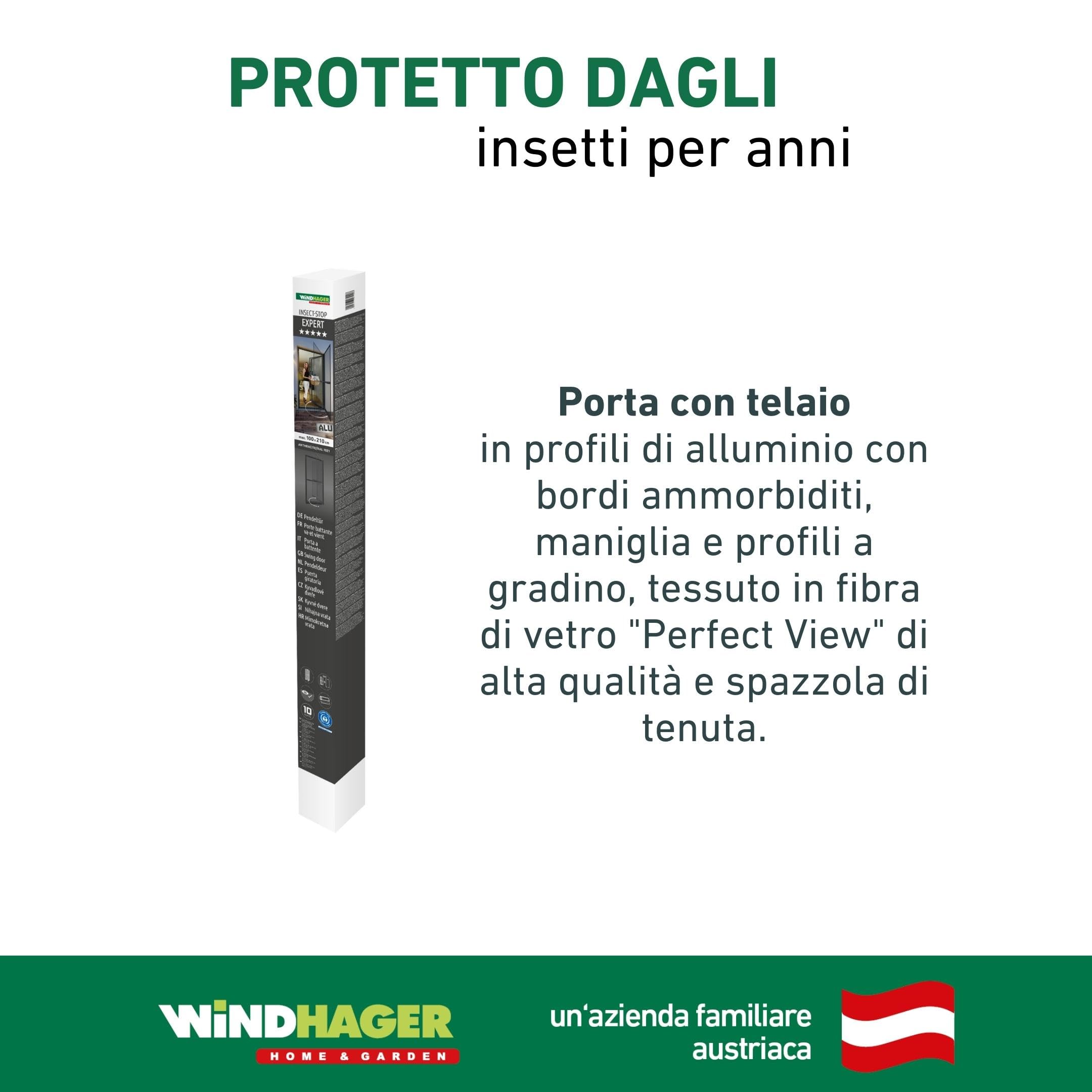Windhager Expert 03241 - Zanzariera per porta a battente, zanzariera girevole, 100 x 210 cm, antracite