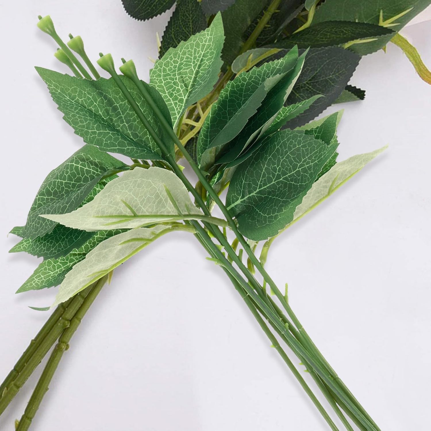 Levemolo 10sets Artificial Flower Stems Leaves for Floral Bouquets Sturdy Craft Picks for Wedding Decoration and Floral Art Projects
