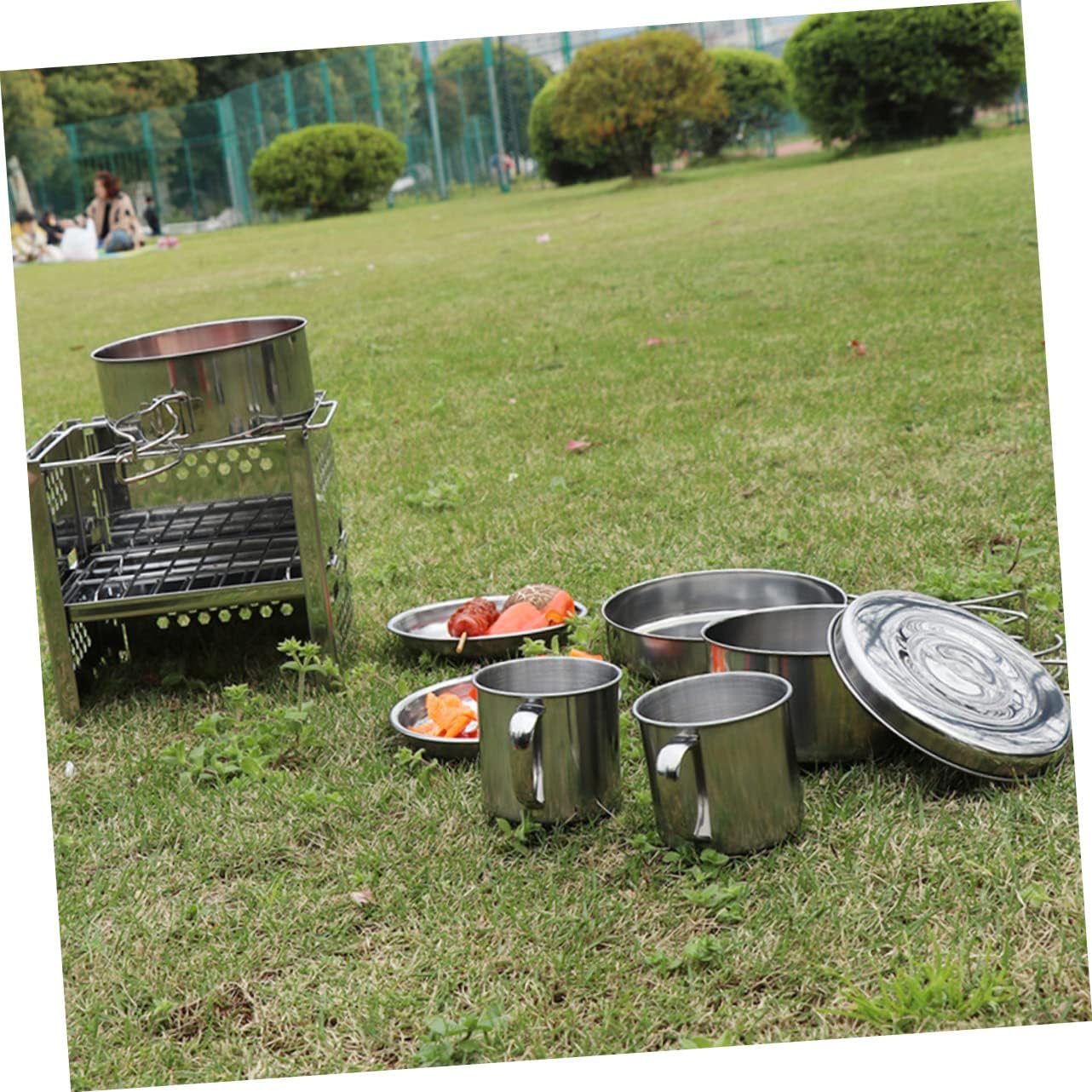 Portable Pot for Camping Cooking Pan Picnic Cookware Kit Easy to Clean Outdoor Cooking Tool for Hiking BBQ Picnic