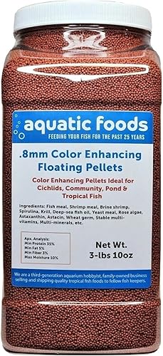 Miniatura 3 de Aquatic Foods Inc. Pellets flotantes que mejoran el color de 0.031 in para disco de bebé, cíclidos, todos los tropicales, koi y peces de estanque...