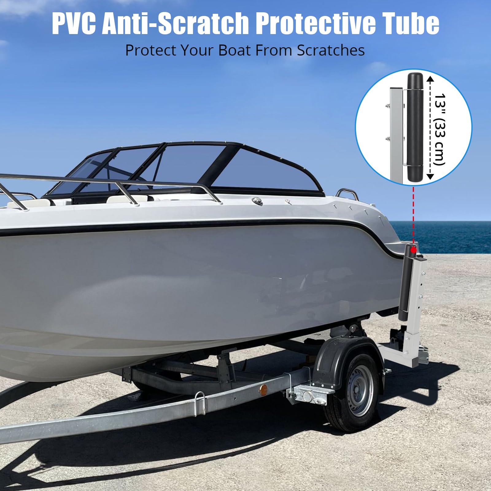 L-Form 1,1 m Anhängerpfahl Bootsanhänger Anleitung Kurbelstütze Bootsführung, 30 Cm Einstellbare Breite Boat Trailer Guide-on, Ersatzteile Und Zubehör Für Skiboot Fischerboot Segelbootanhänger