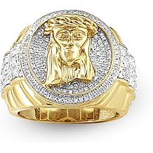 1.25 Carat Round Cut Moissanite in 10K Yellow Gold Jesus Face For Men's VVS1-VVS2 Clarity, D Color