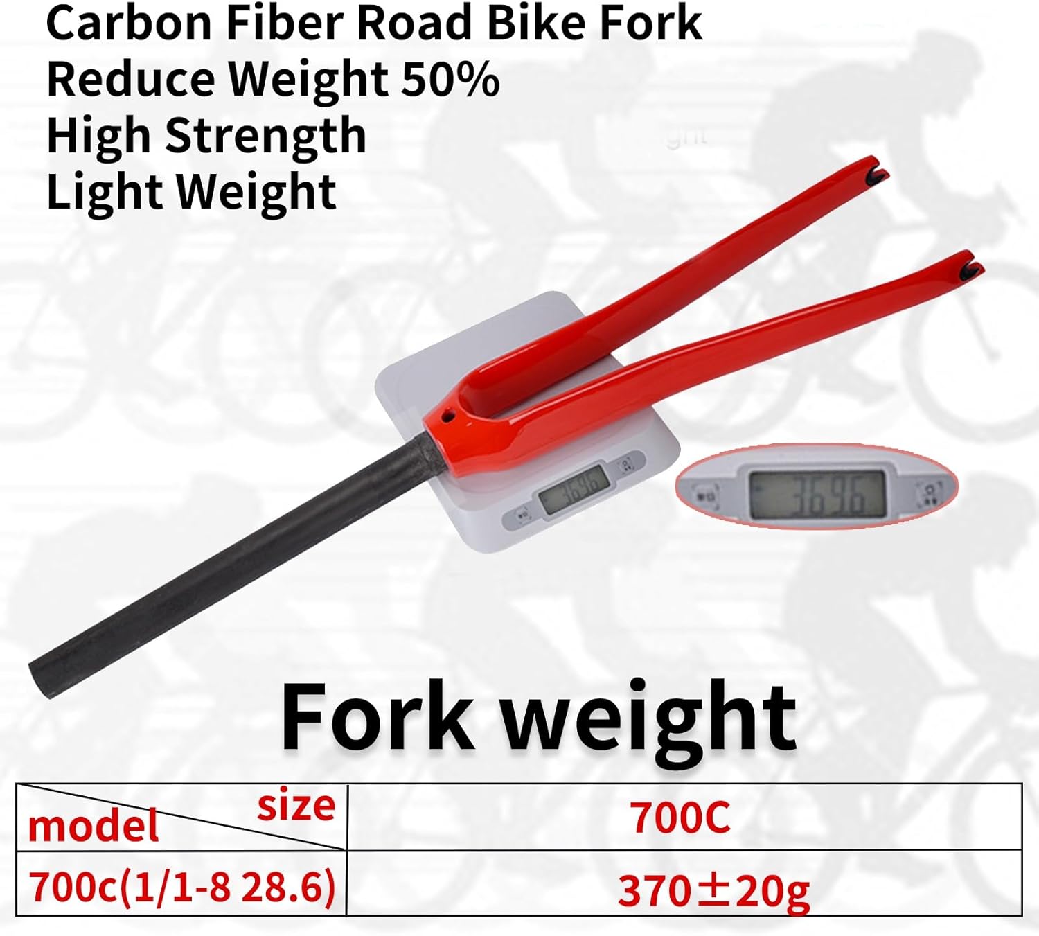 700C Full Carbon Fiber Rigid C Brake Road Bike Fork 28.6mm 1-1/8 Threadless Straight Tube Bike Front Forks Gravel Bike Front Fork QR 9mm