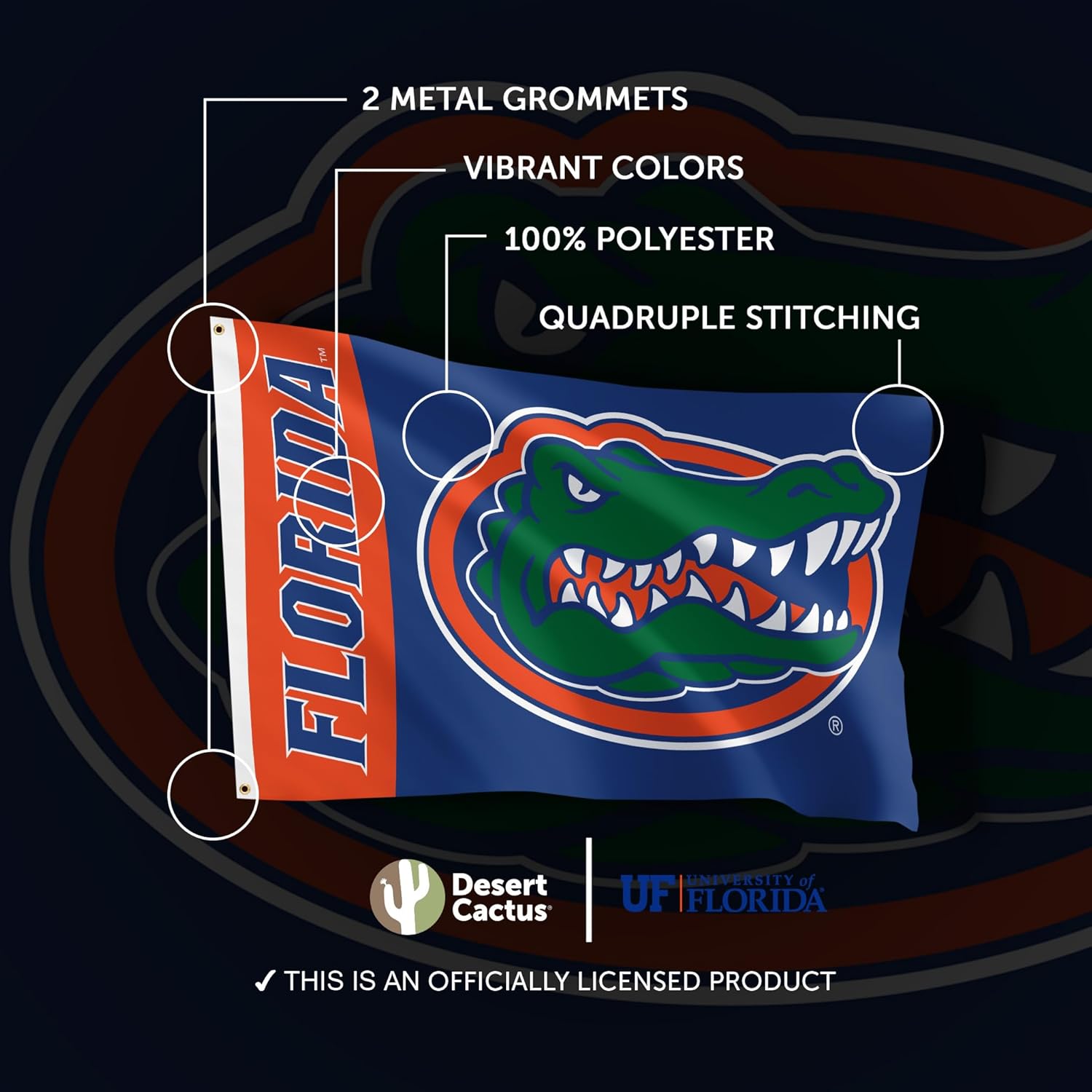Desert Cactus University of Florida Flag UF Gators Banner 100% Polyester Indoor Outdoor 3x5 Feet Flags (Team Name) - Image 4