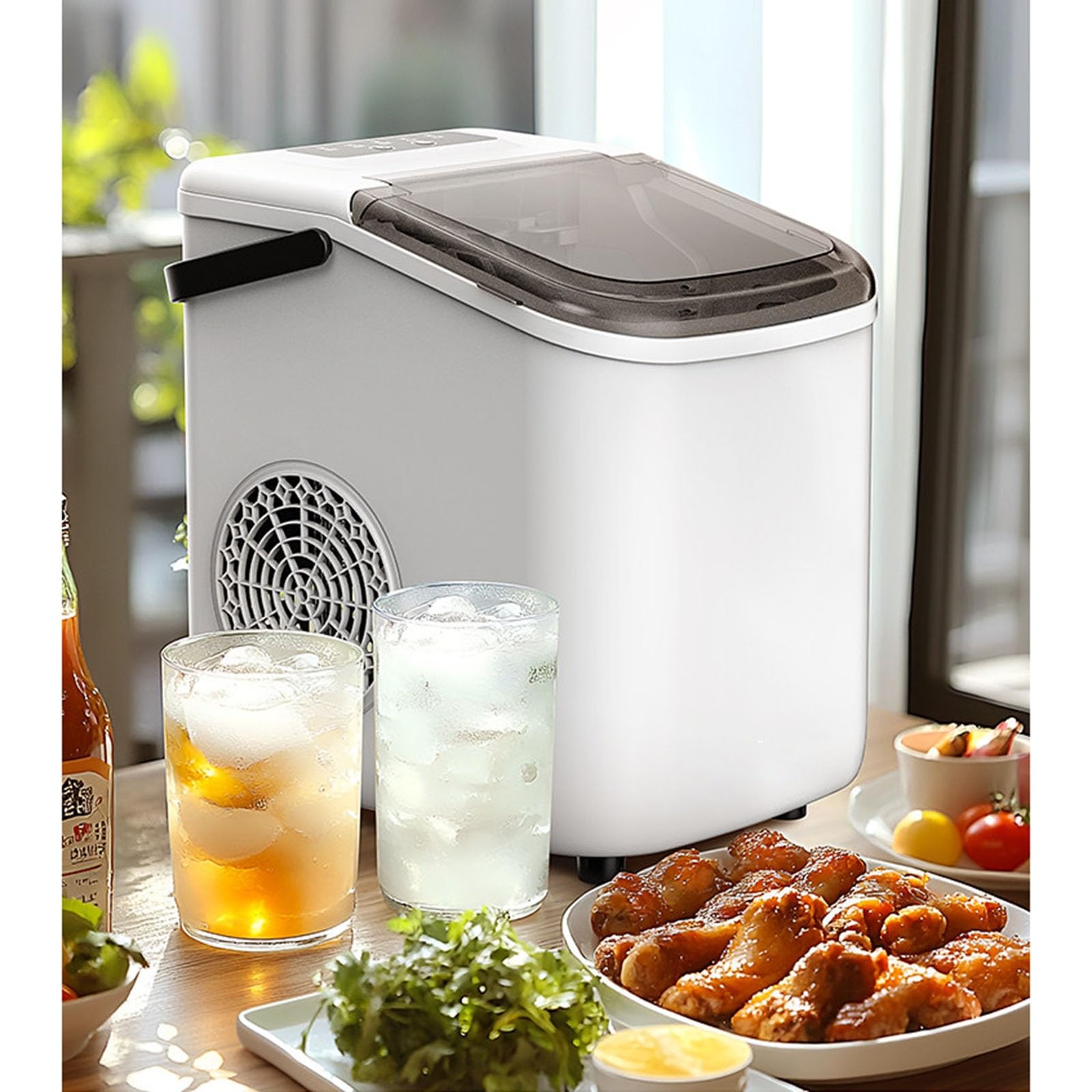 Kleiner Eisbereiter, Tisch-Eisbereiter, 6 Minuten Schnelleis, Geringer Verbrauch, 9 Eiswürfel Pro Charge, Ideal für Schlafsäle, Privatküchen