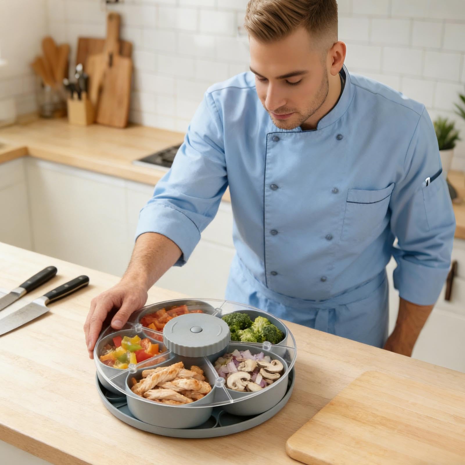 Conteneur à collations compartimenté Assiette tournante avec couvercle pour
