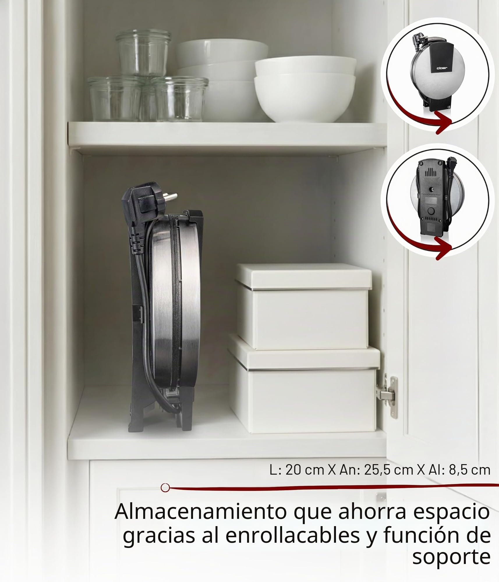 Cloer 189 Gofrera para gofres, revestimiento antiadherente doble, 930 Vatios, tamaño de gofre 16 cm, Placas para hornear pesadas, señal acústica y lámparas piloto, acero inoxidable