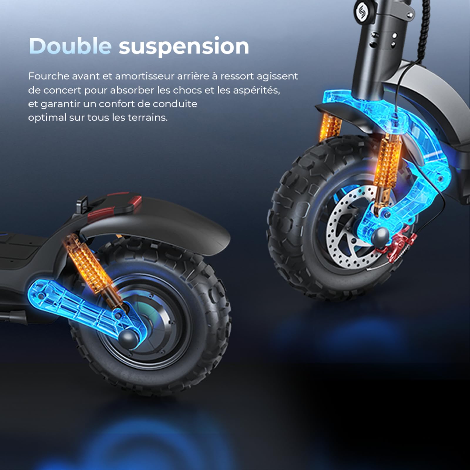 isinwheel GT2 Trottinette Électrique Adulte 1200W,Batterie 48V 15Ah,Autonomie 60KM,Pliable Tout Terrain avec Amortisseurs Avant/Arrière,APP,Clignotants,Éclairage Ambiance,Charge Max 150KG