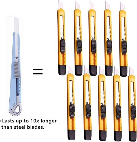 Miniatura 3 de Cortador de papel de cerámica, cortador de espuma, cuchillas de seguridad a presión, cuchillo utilitario retráctil, 3 cuchillas adicionales (0.35