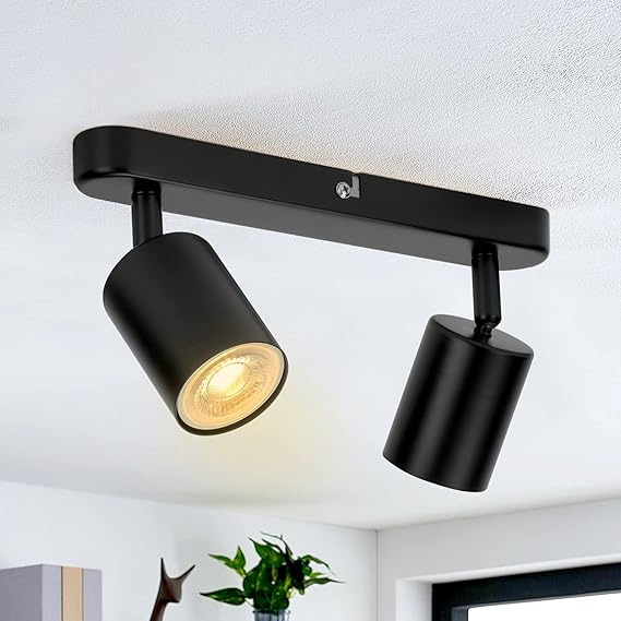 Wowatt LED Döner Tavan Lambası GU10, Tavan Spot Işığı 2 Ampul Siyah Wowatt LED Döner Tavan Lambası GU10, Tavan Spot Işığı 2 Ampul Siyah