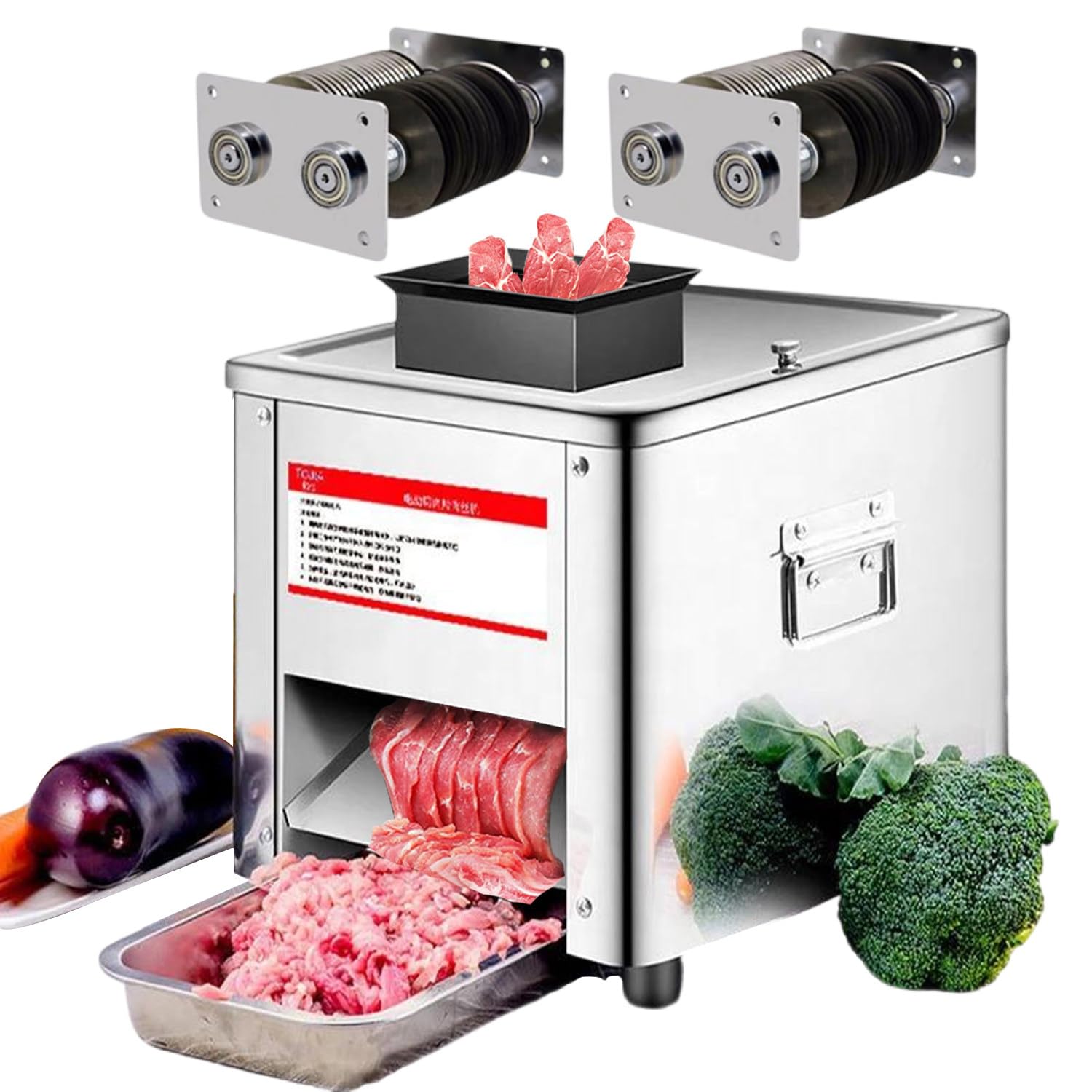ZTCHSENZT Stainless Steel Commercial Slicer and Vegetable Cutter, Perfect for Boneless Meat, Cooked Meat, Fish Fillets, and Vegetable Shreds, Includes Replacement Blade,13mm