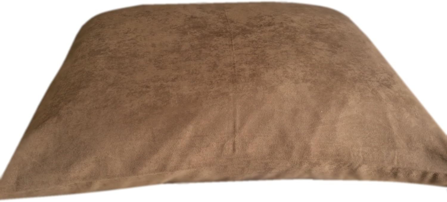 DIY Pet Bed Pillow Cover Set – Heavy Duty Flat Style External Cover + Waterproof Liner for Small to Large Dogs – Microsuede, Denim, Canvas or Fleece – Covers Only (Brown Microsuede, 47''x29'')