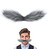 Yan Dream Oversized Curled Fake Mustache for Men Self Adhesive Villain Mustache Costume Facial Hair for Cosplay Halloween
