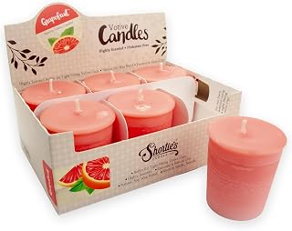 Grapefruit Soy Votive Candles - Scented with Essential & Natural Oils - 6 Pink Natural Votive Candle Refills - Fruit & Berry Collection