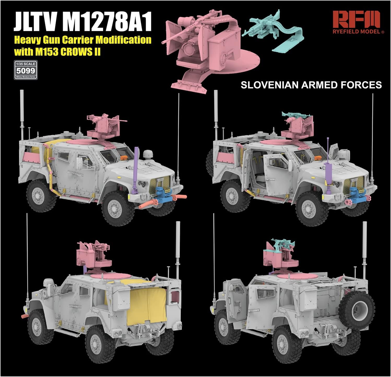 Rye Field Model 5099 JLTV M1278A1 (HGC) with M153 CROWS II 1:35 Scale Model Kit for Hobbyists, Military Enthusiasts, Adults