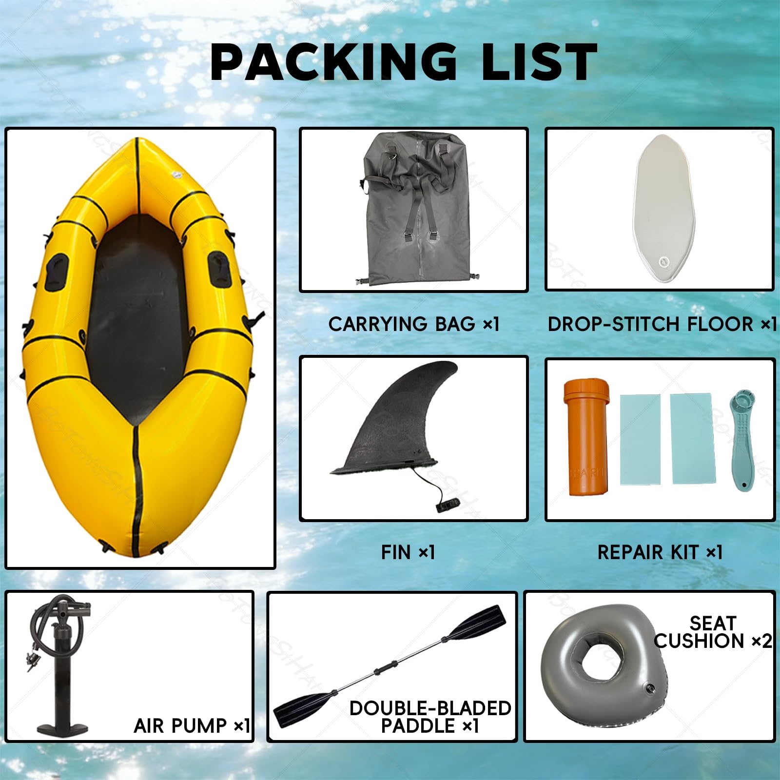 Packraft Kajak Aufblasbar - Ultraleichtes Kanu Aus PVC, Kompakt Faltbar Für Rucksack Und Fahrrad, Ideal Für Fliegenfischen Und Bicycle Drifting