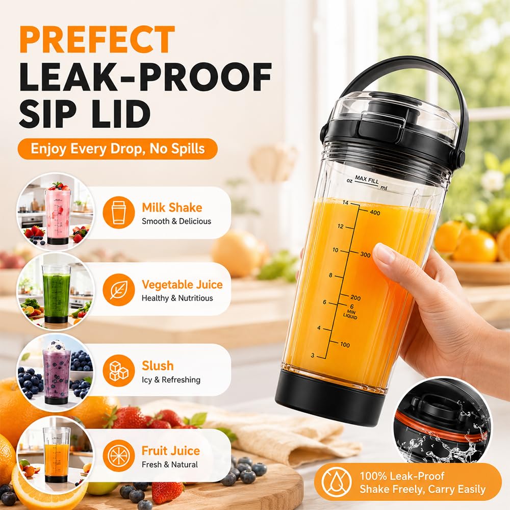 Kubek blendera do ninja serii BC100/BC151, HOVCEH 530 ml Trzepaczka z ustnikiem do picia i Jermetyczną pokrywką do blendera ninja, kubek mikserów zamiennych do ninja blender