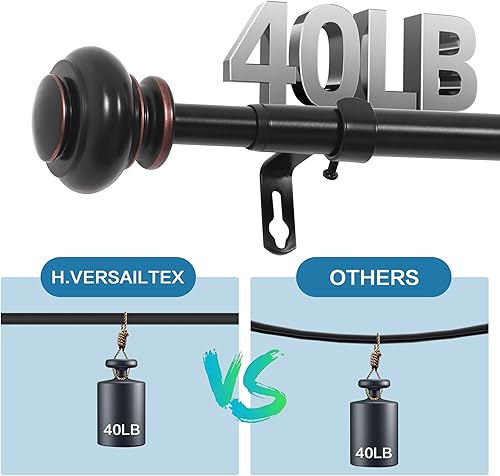 Miniatura 18 de H.VERSAILTEX - Cortinero para ventana ajustable y decorativo de 3/4 pulgadas de diámetro, para una sola ventana, con remates clásicos