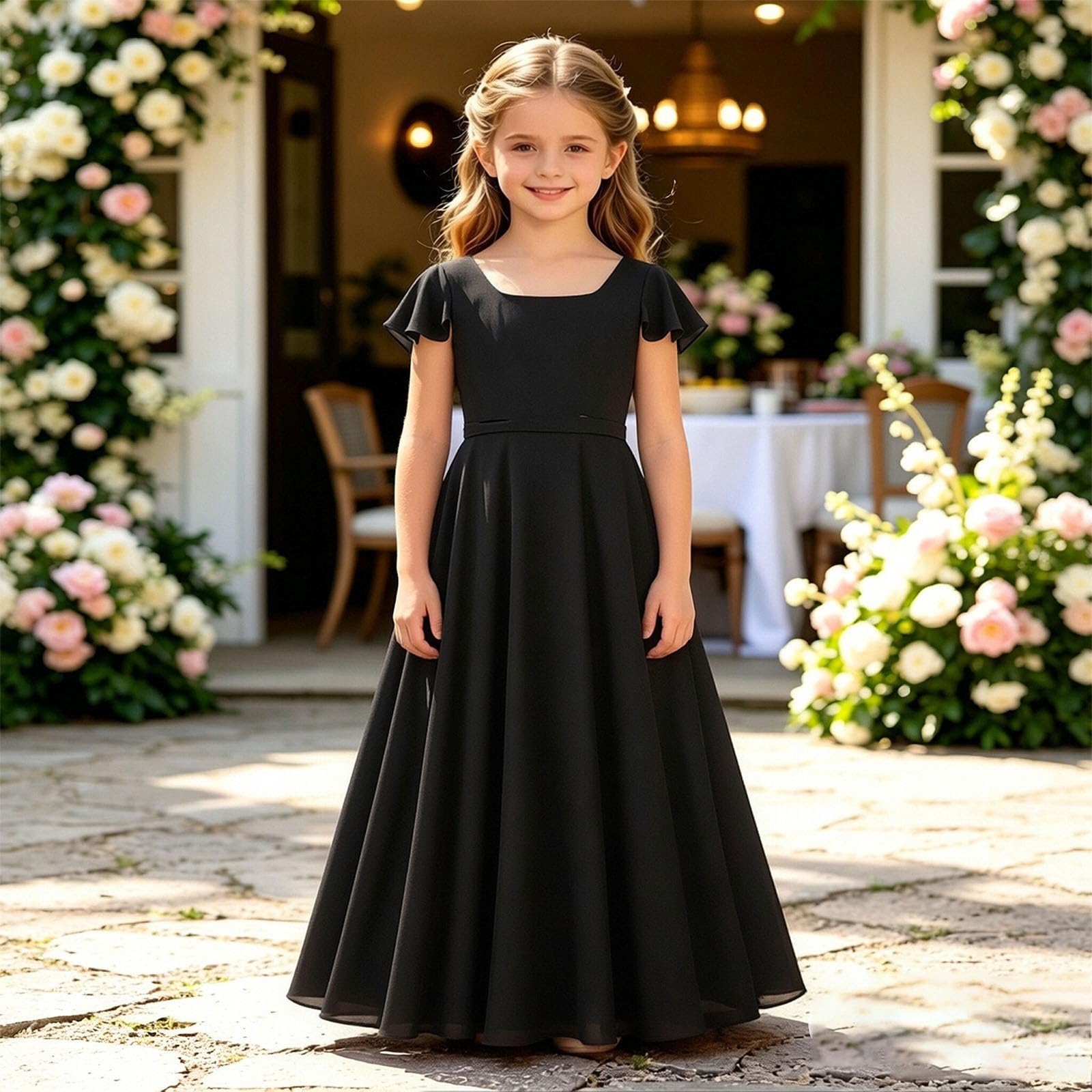 Vestido de Gasa Elegante para Niñas, Vestido Formal para Actuaciones de Piano Violín Recitales, Vestido de Fiesta Fluido con Tutú Ceremonia Infantil