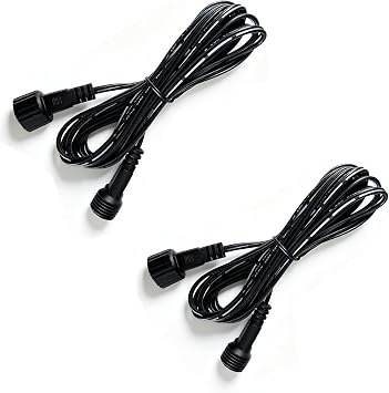 Bexdir 2 Pack 2 Pin Waterproof Extension Cable 9.84ft, Low Voltage Indoor Outdoor String Light Extension Cord, Weatherproof Power Connector Wire for Garden Landscape Pathway Patio Lighting Black