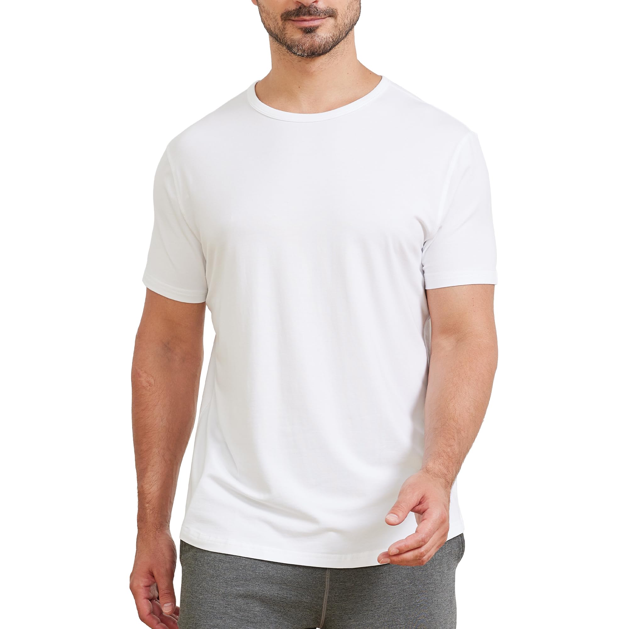 netdraw Men's Ultra Soft Bamboo Viscose T-Shirt Curve Hem Lightweight Cooling Short/Long Sleeve Casual Basic Tee Shirt
