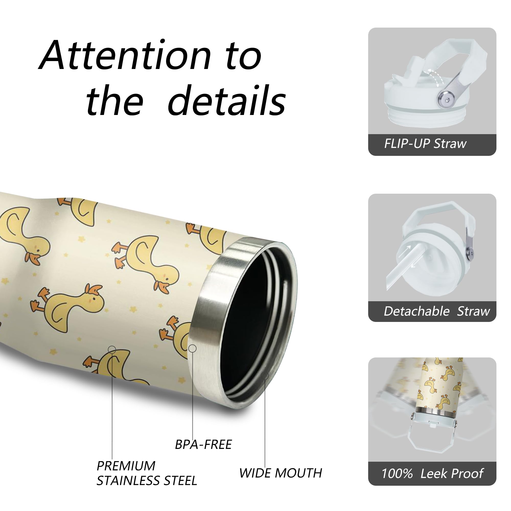 Enten Tumbler 1,2 Liter - Isolierbecher Mit Griff & Strohhalm In Blau