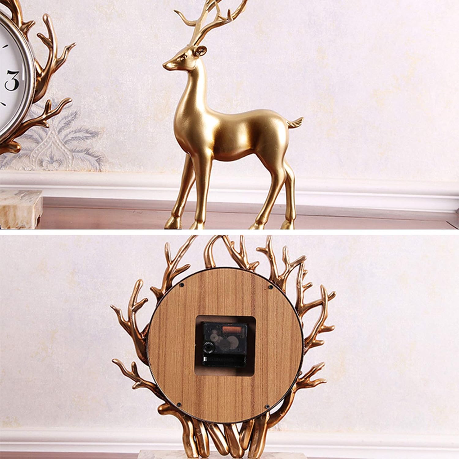 Table Clocks for Living Room Modern Creative Silent Desktop Clock Home Decoration Desk Clock,Battery Operated Classic Mantel Clocks for Living Room Fireplace,