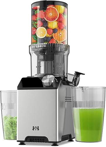 WHUTO Cold Press Juicer, Juicer Machines with 4.35'' Wide Feed Chute, Stainless Steel Slow Masticating Juicers Easy to Clean, Vegetables & Fruits