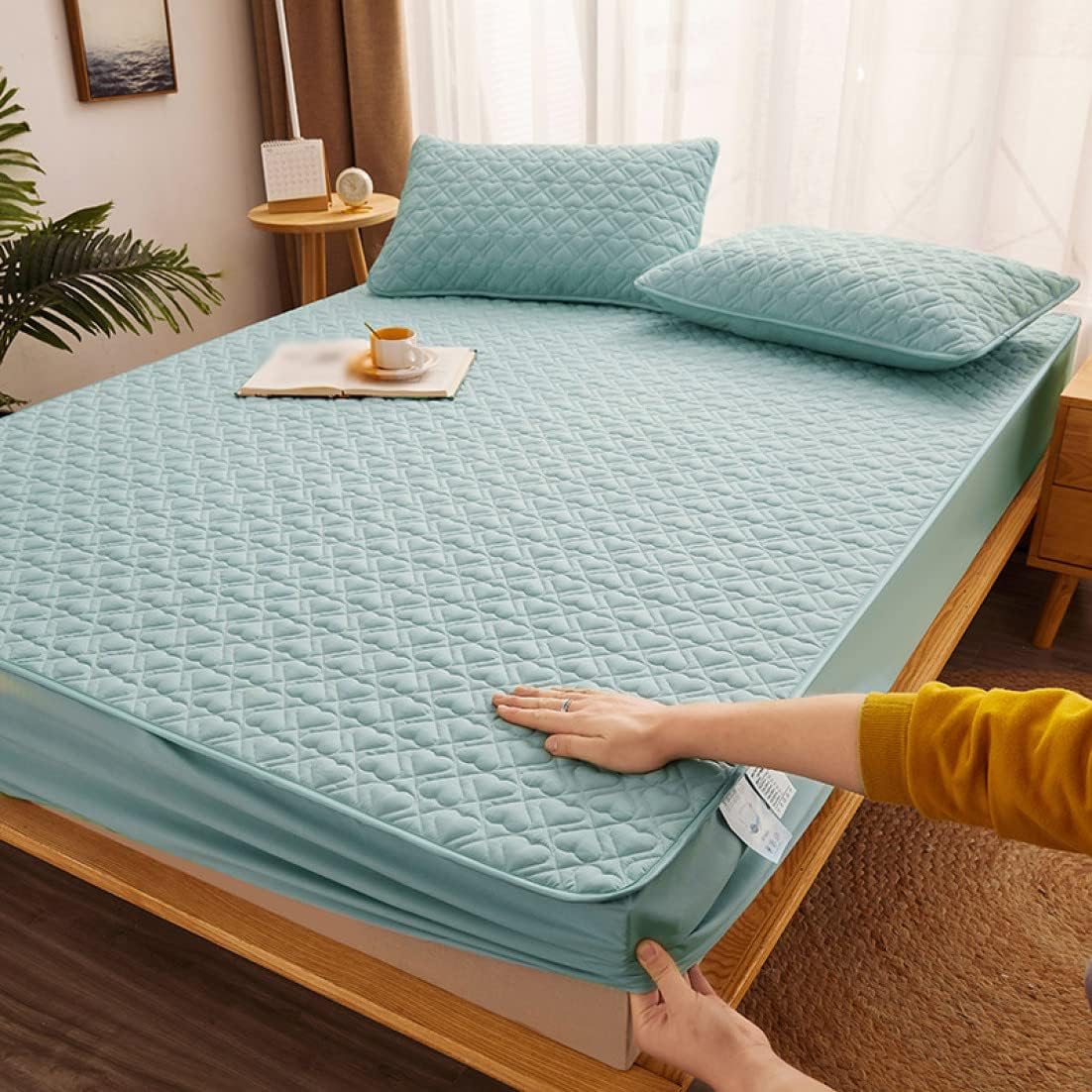 100% cotton mattress pad, single, color, mattress pad, bed pad, all season, peach skin finish, smooth, washable, sweat absorbent, breathable, quick drying, futon mattress pad, bed sheet, 135*190*B, m