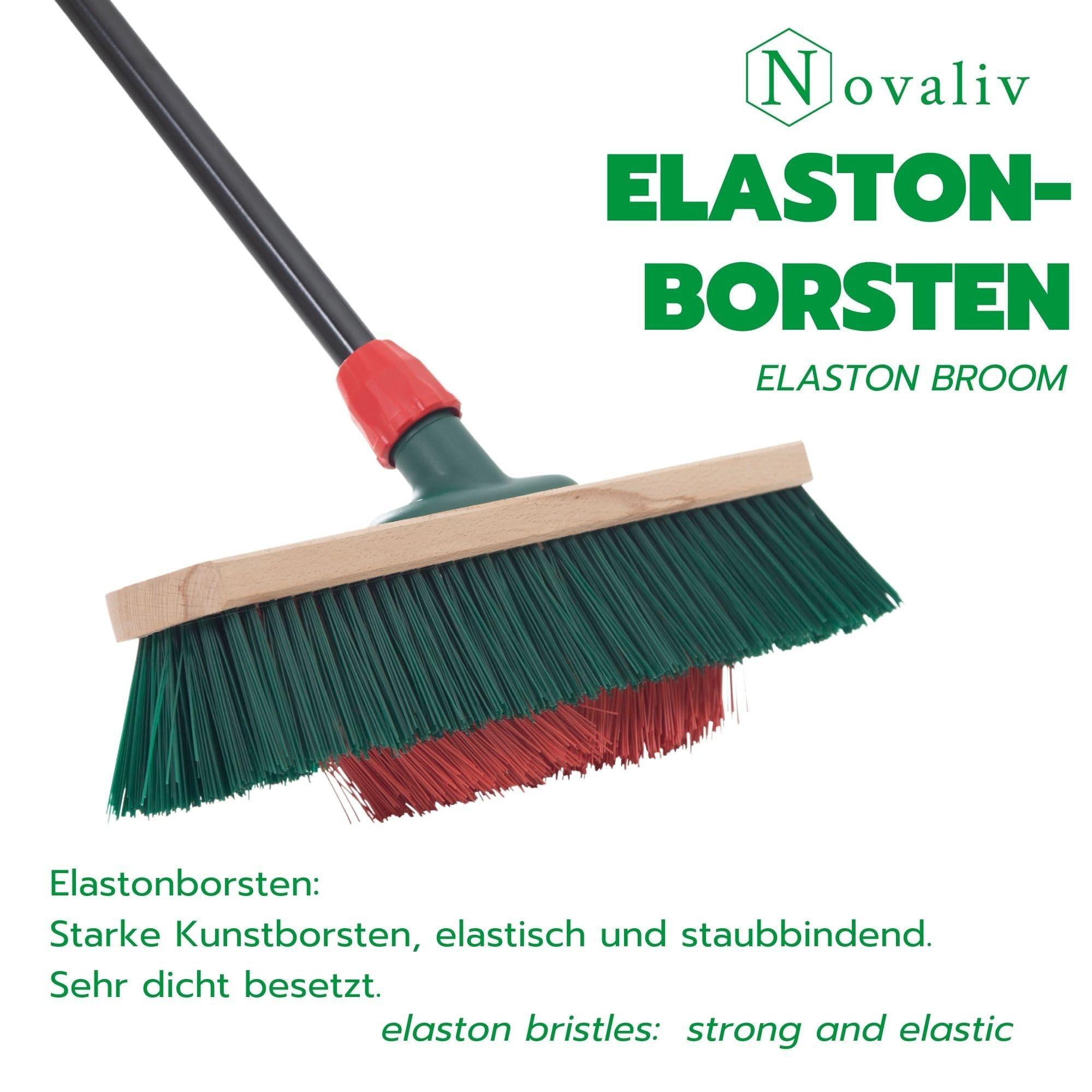 Novaliv 2X Gartenbesen 40 cm mit Stiel V-Borsten Elaston Borsten Besen draußen Straßenbesen mit Stiel Harte Borsten Terassenbesen Hofbesen Stallbesen Kehrbesen Industriebesen Outdoor Broom