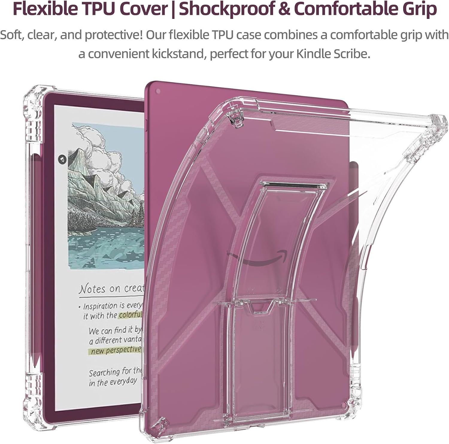 Clear Stand Case for 11" Kindle Scribe (3rd Generation) - 2025 Release, Soft Transparent TPU Cover with Enhanced Corners for Kindle Scribe