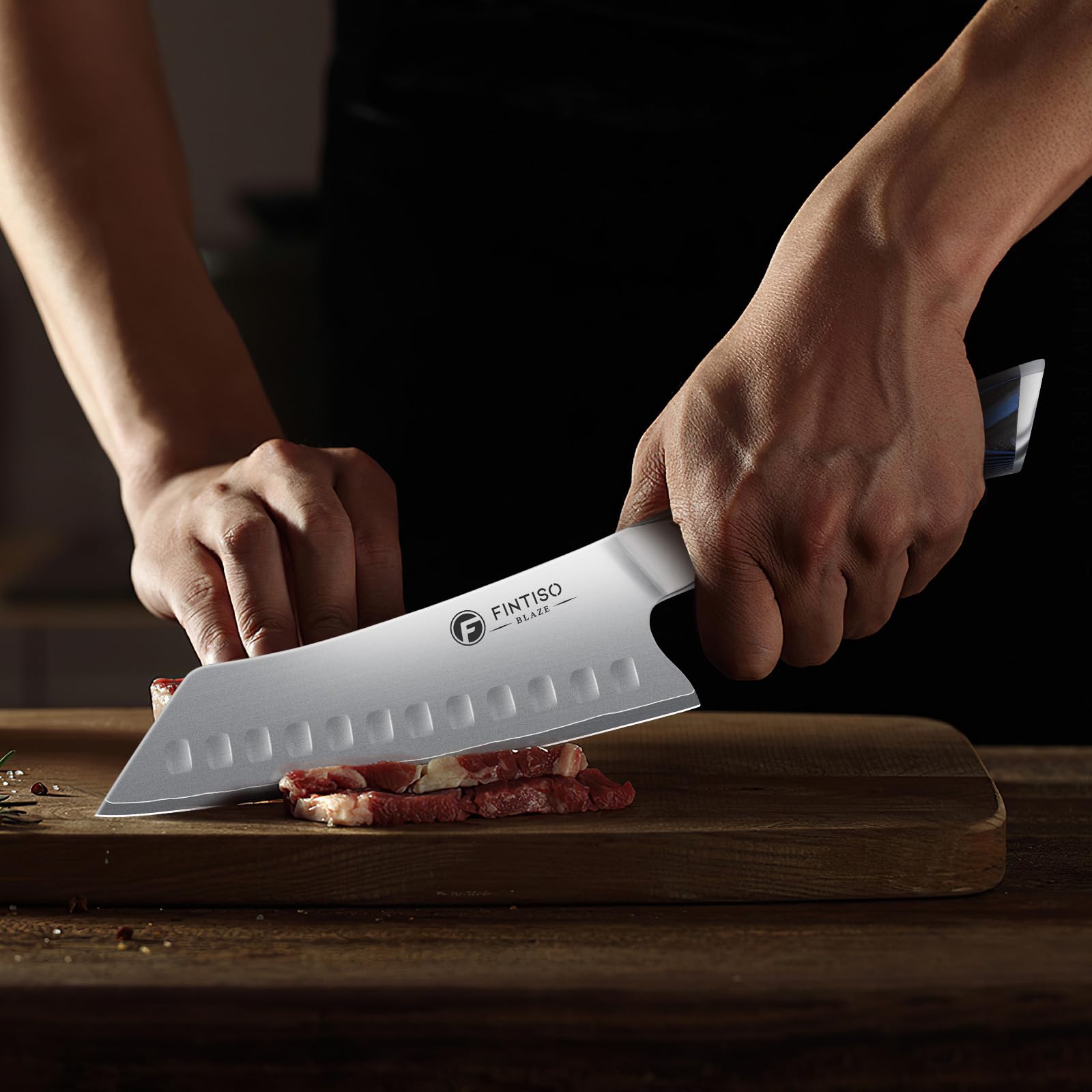 FINTISO 7 Inch Chef Knife - Ultra Sharp Santoku -5