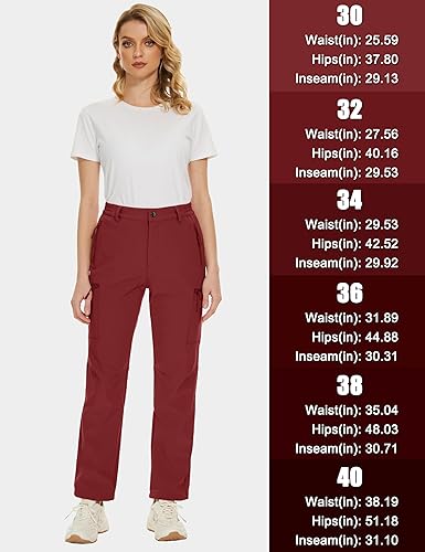 Miniatura 7 de MAGCOMSEN Pantalones de senderismo con forro polar para mujer, impermeables, aislados, para exteriores, nieve, esquí, pantalones cálidos de invierno