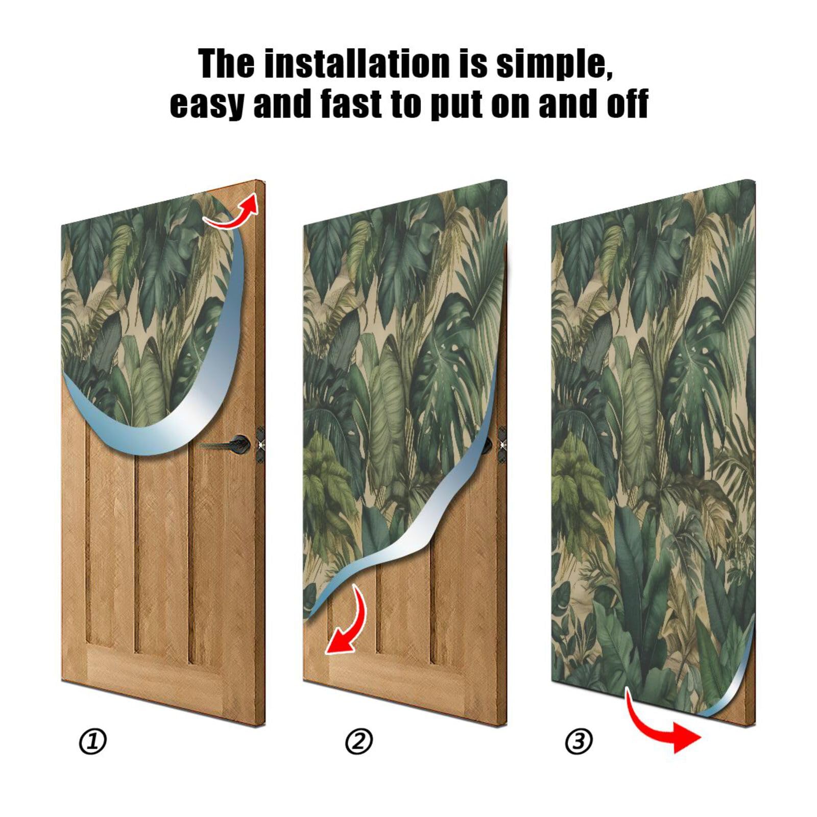 FLildon Palm Tree Leaves Hawaii Art Door Cover Decoration, Party Accessory Porch Decor for Festive Ornament Room Door Covers 35 x 79 Inch