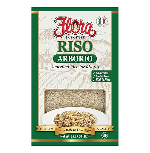 Flora Riso Arborio - Arroz superfino prémium para risotto, importado de Italia, 35.27 oz (1 kg) - Sin gluten, todo natural