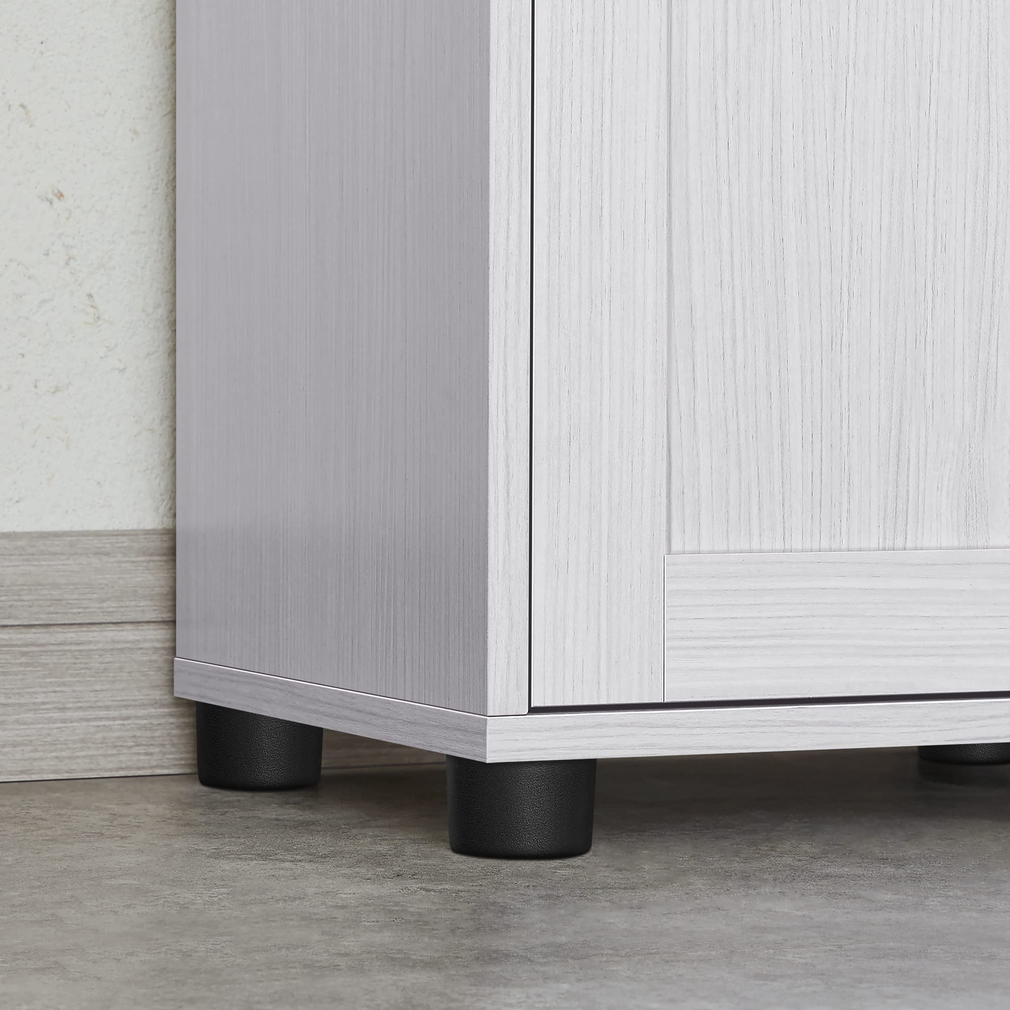 VASAGLE Mueble Baño, Armario Baño, Armario Alto, Compartimento Abierto, Puerta de Cristal, Estrecho, con Patas, Estantes Regulables en Altura, Ahorro de Espacio, Blanco Arce BBK163T44