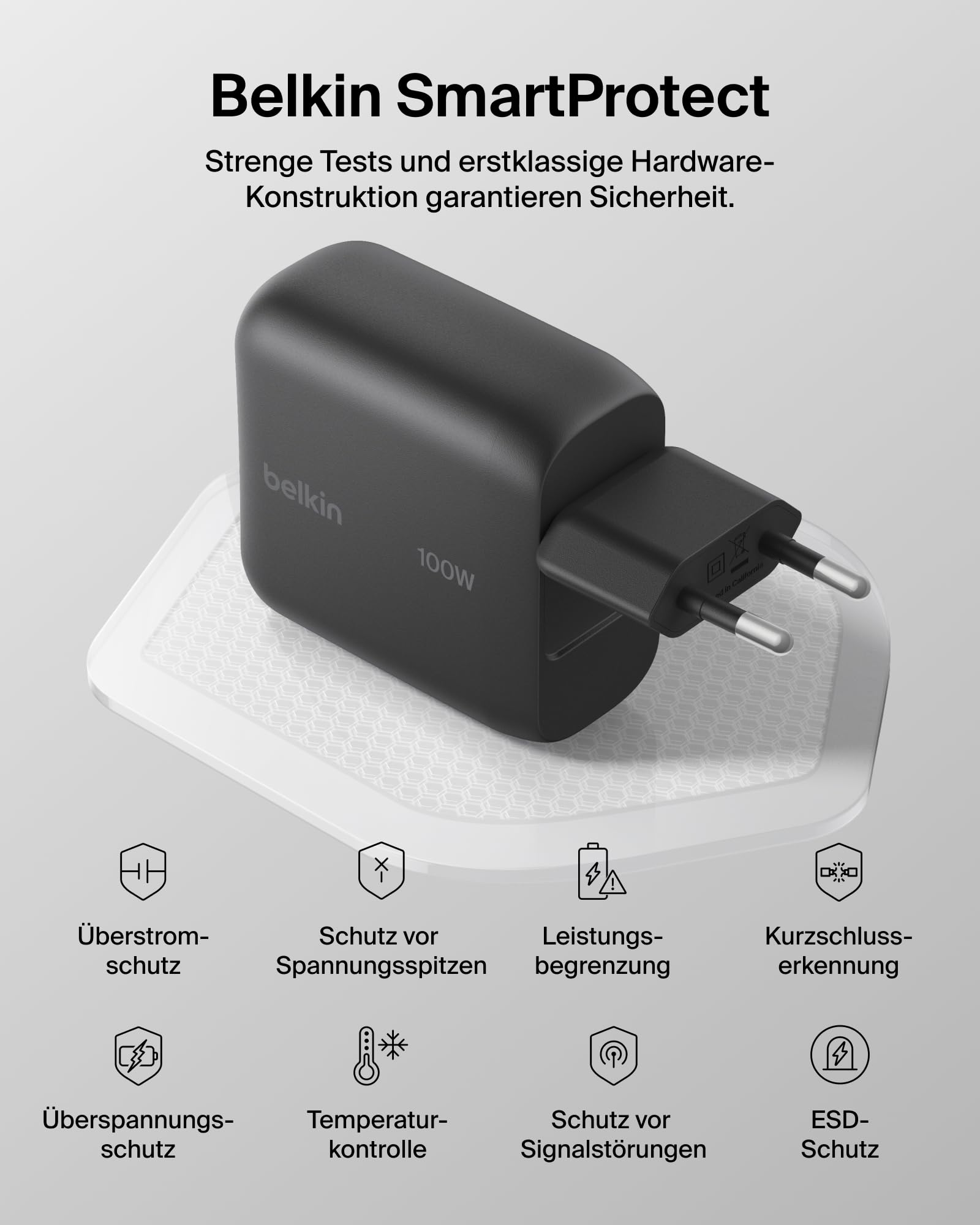 Belkin BoostCharge USB C Ladegerät, 100W, Kompaktes GaN Schnellladegerät mit Einklappbarem Stecker, Netzteil für iPhone 17, Samsung Galaxy S26, Pixel 10, AirPods, Tablet, MacBook, Chromebook – Schwarz